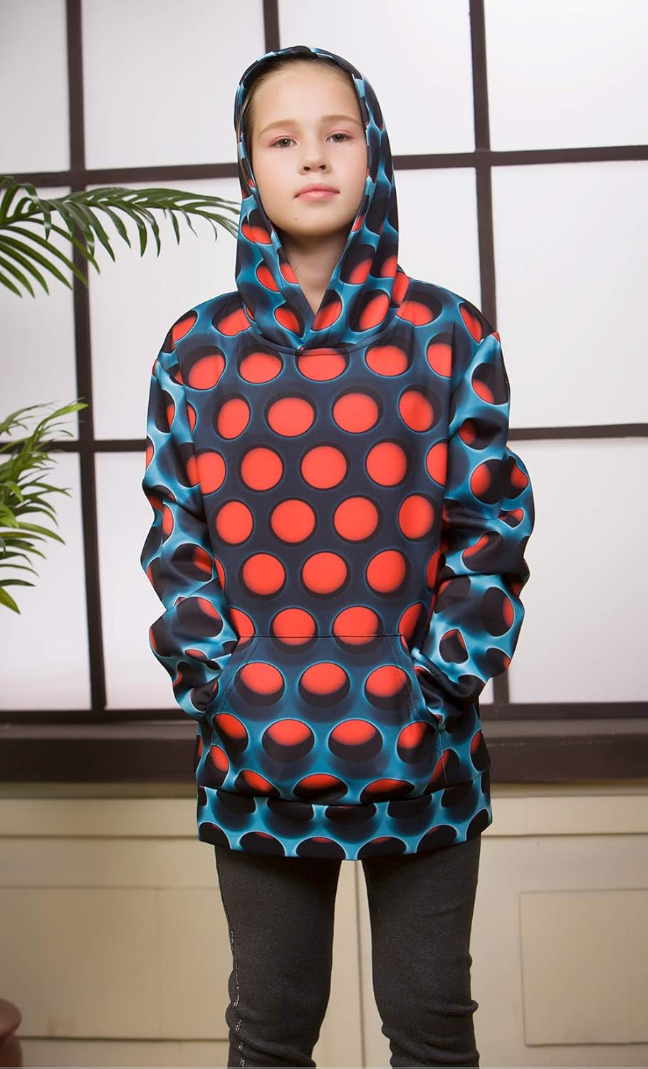 Hoodie for Girls Boys Size 8-10 3D Graphic Sweatshirt Exaggerated Color Block Printed Long Sleeve Hoody for Kids 8-11 Years Red Brown