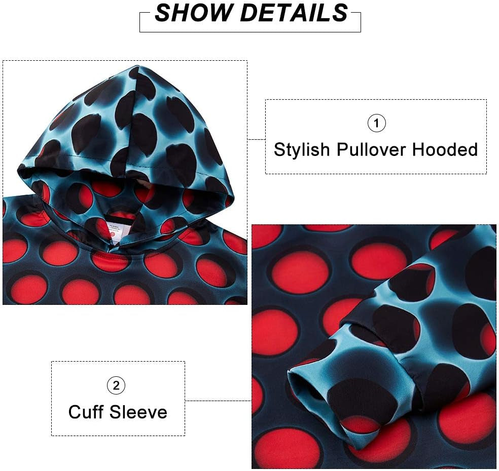 Hoodie for Girls Boys Size 8-10 3D Graphic Sweatshirt Exaggerated Color Block Printed Long Sleeve Hoody for Kids 8-11 Years Red Brown