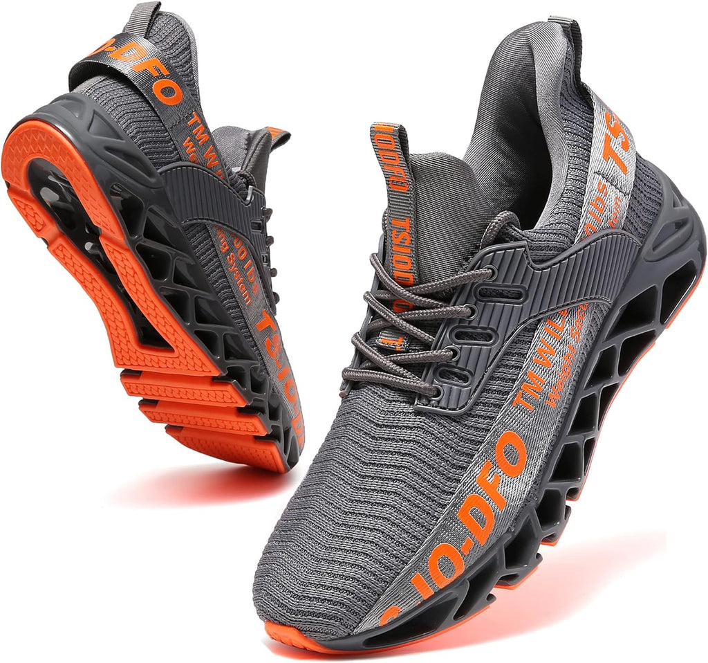 Womens Breathable Walking Running Shoes Athletic Blade Non Slip Workout Sport Sneakers Gym Tennis Fashion Sneakers Dark Grey Size 5.5