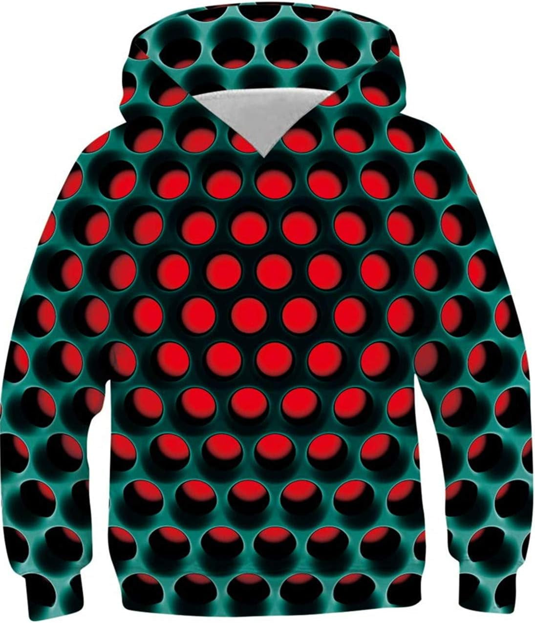 Hoodie for Girls Boys Size 8-10 3D Graphic Sweatshirt Exaggerated Color Block Printed Long Sleeve Hoody for Kids 8-11 Years Red Brown