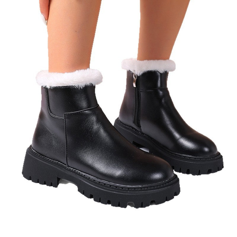 Insulated Cotton-padded Shoes Martin Boots Plus Size Thick Bottom Chunky Heel Bootie