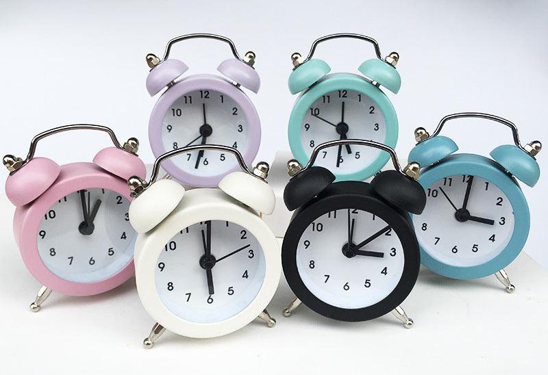 Mini Metal Round Alarm Clock Desk Table Electronic Digital Clock Twin Bell Alarm