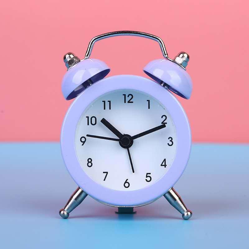 Mini Metal Round Alarm Clock Desk Table Electronic Digital Clock Twin Bell Alarm
