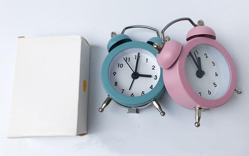Mini Metal Round Alarm Clock Desk Table Electronic Digital Clock Twin Bell Alarm
