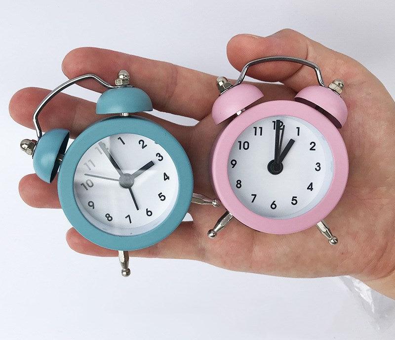 Mini Metal Round Alarm Clock Desk Table Electronic Digital Clock Twin Bell Alarm