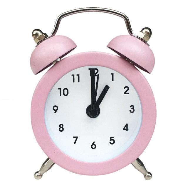 Mini Metal Round Alarm Clock Desk Table Electronic Digital Clock Twin Bell Alarm