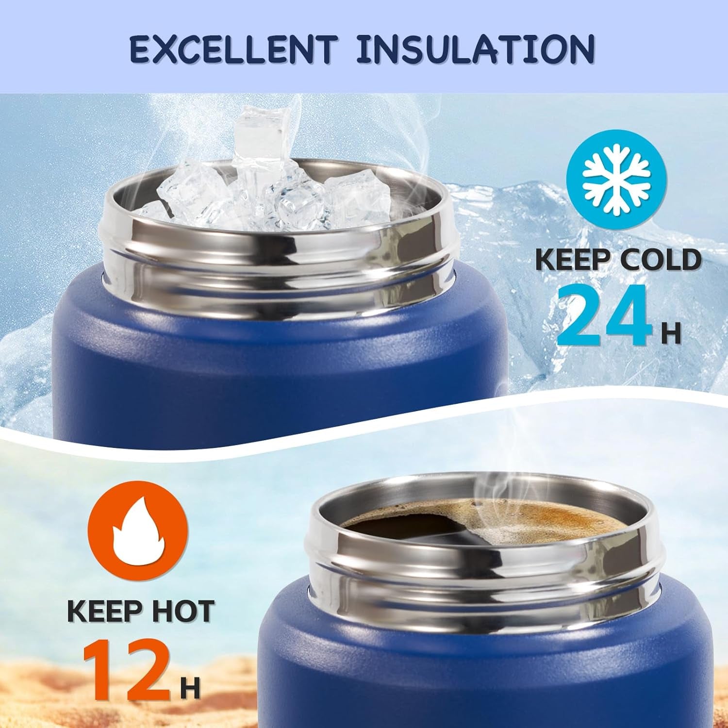 12Oz Kids Water Bottle, Stainless Steel Insulated Water Bottle for Kids, Toddler Cup with Straws Leak-Proof, Kids Water Bottles for School Boys Girls, BPA Free, Blue