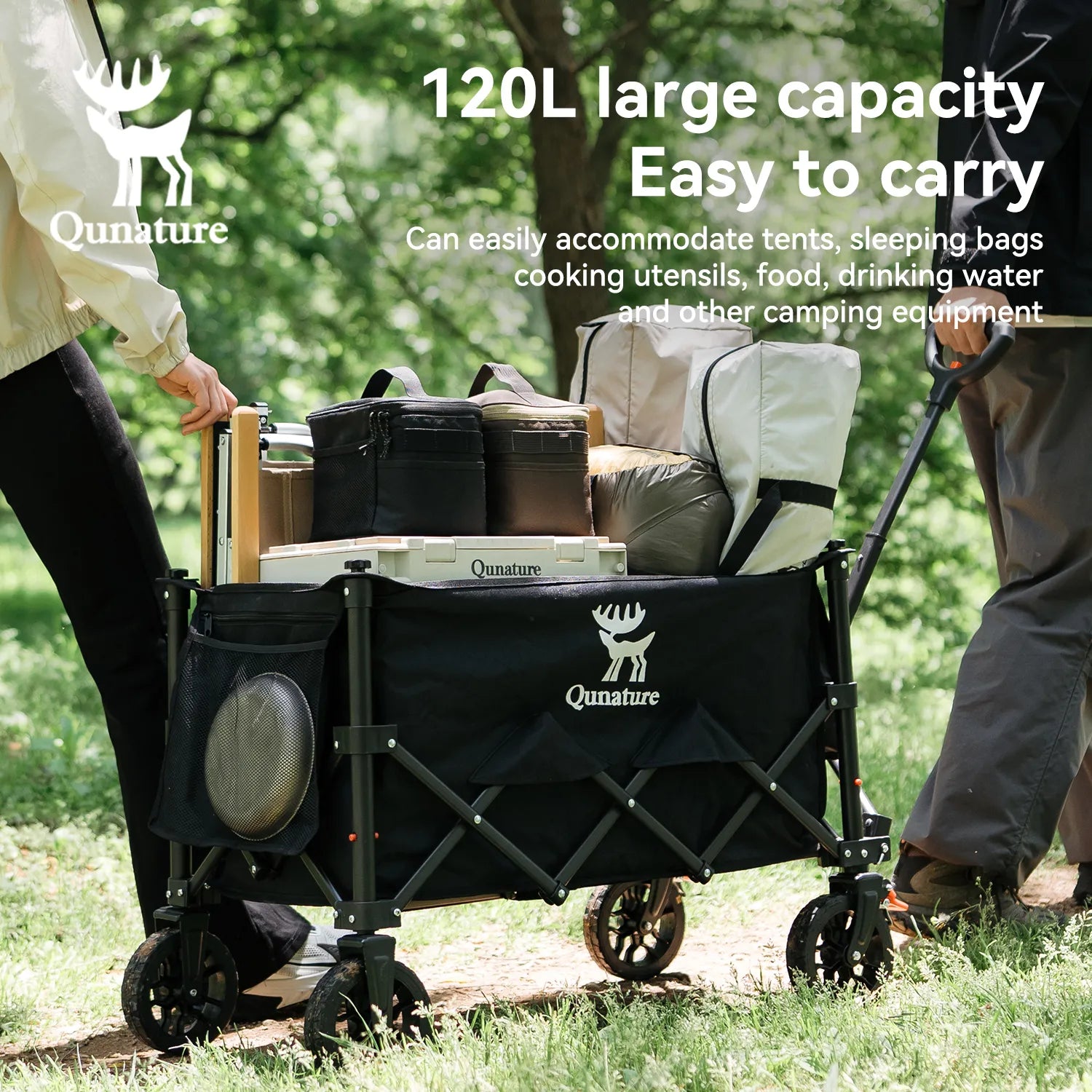 220lbs Foldable Utility Wagon with 360° Swivel Wheels