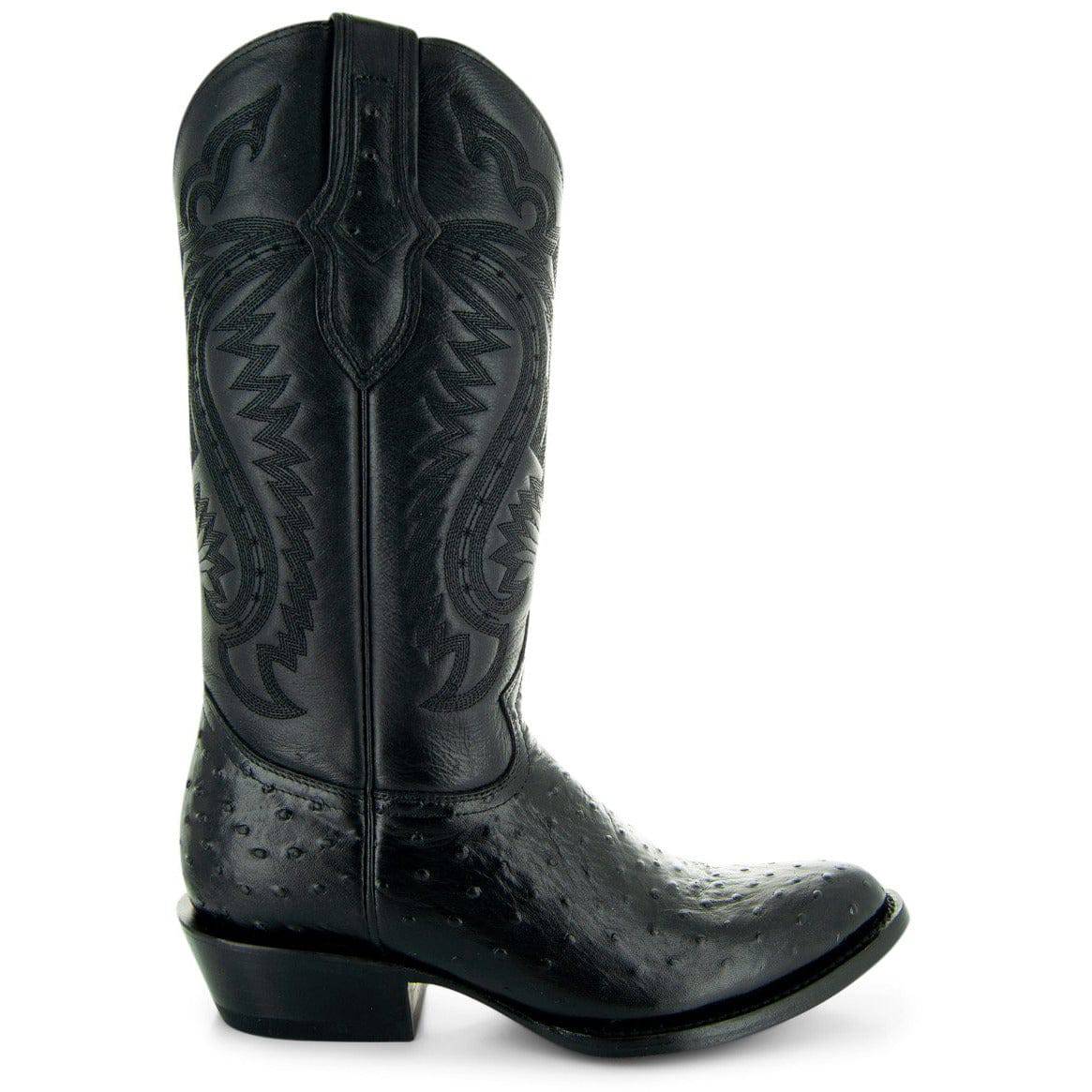 Men's Black Ostrich Print Cowboy Boots (H7002)
