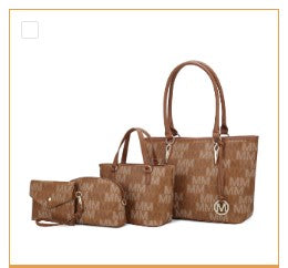 Alexy Women'S Tote Bag, Small Tote Bag, Pouch Purse & Wristlet Wallet Bag 4 Pcs Handbag Set by Mia K - Tan