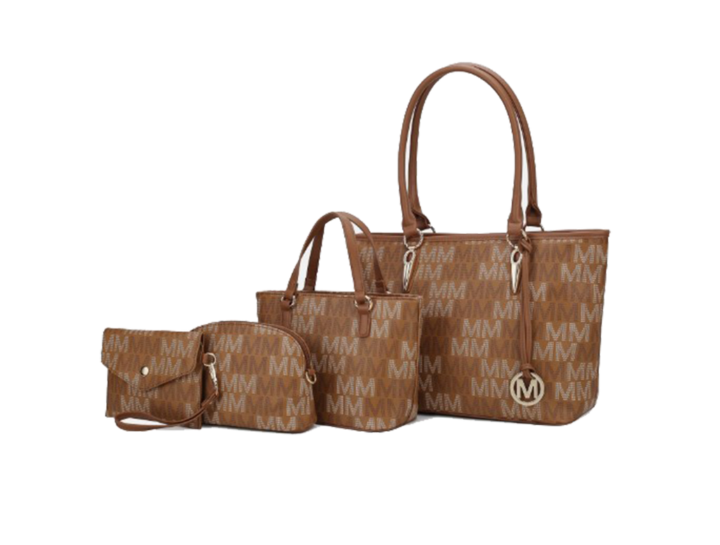 Alexy Women'S Tote Bag, Small Tote Bag, Pouch Purse & Wristlet Wallet Bag 4 Pcs Handbag Set by Mia K - Tan
