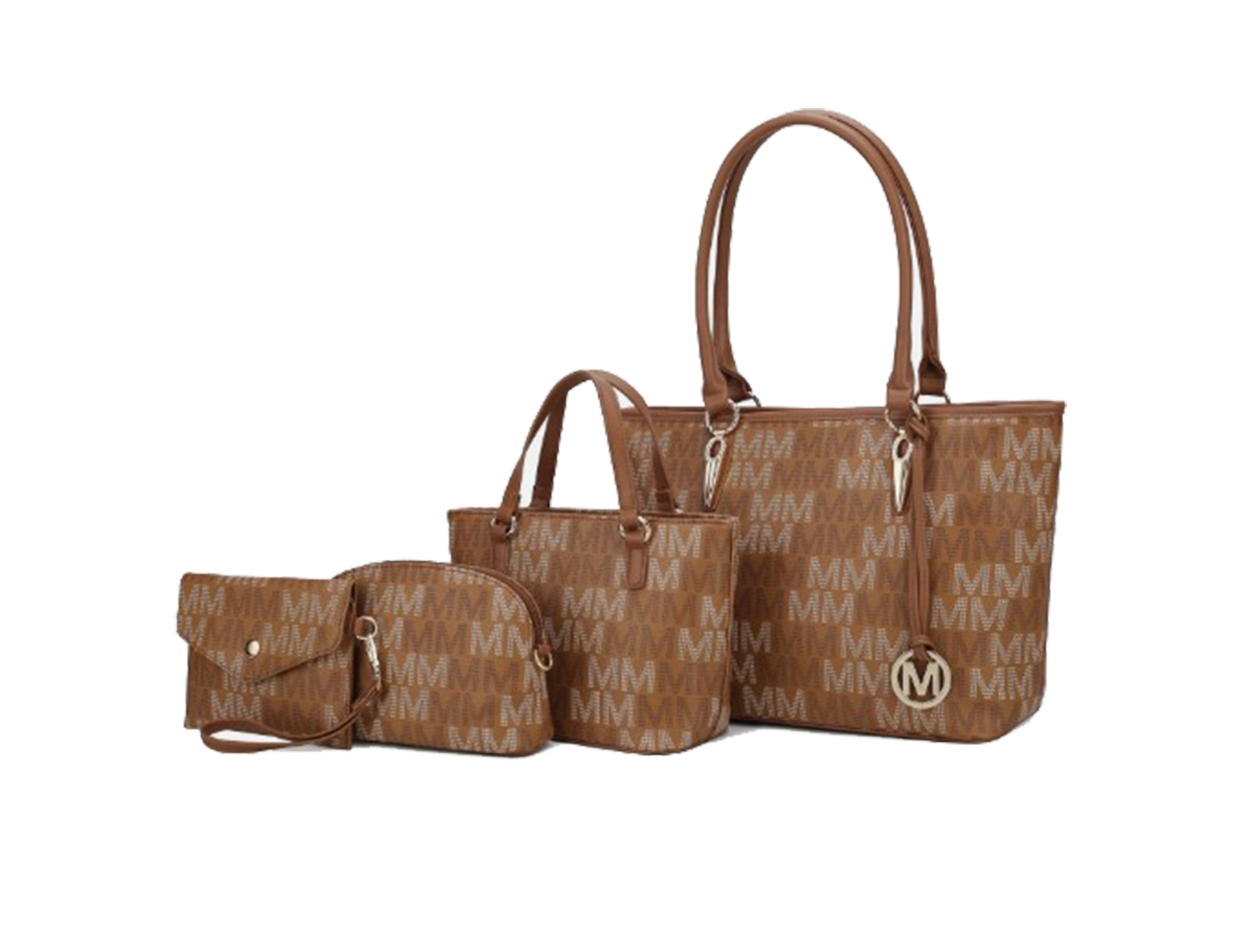 Alexy Women'S Tote Bag, Small Tote Bag, Pouch Purse & Wristlet Wallet Bag 4 Pcs Handbag Set by Mia K - Tan